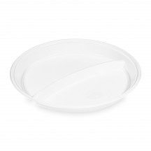 Tanier delený na 2 porcie, biely (PP) Ø 22 cm [100 ks]