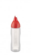 Fľaša-dávkovač-biberon NON DRIP- Ø 7 cm, výška: 25,5 cm, 750 ml, polyetylén priesvitná, hrdlo: Ø 4,5 cm