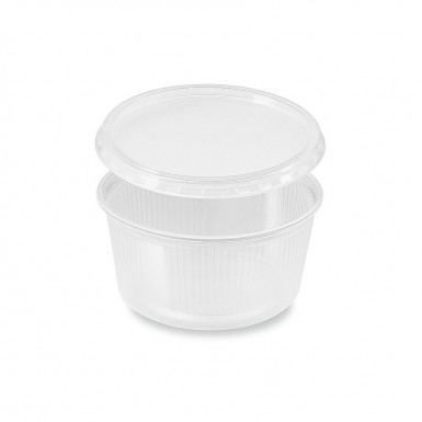 Miska (PP) okrúhla priehľadná 250ml + viečko [250 sád]