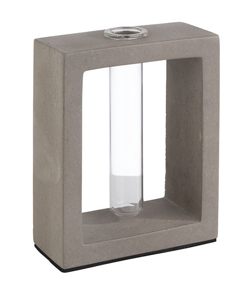 Lampa stolová čajová sviečka ELEMENT Ø7,5cm, výška:13cm betón, sklo číry