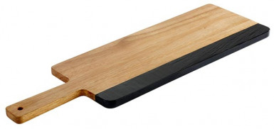 Doska AKAZIE bridlica 42x18 cm, výška: 1,5 cm, rúčka: 14 cm drevo agát, bridlica