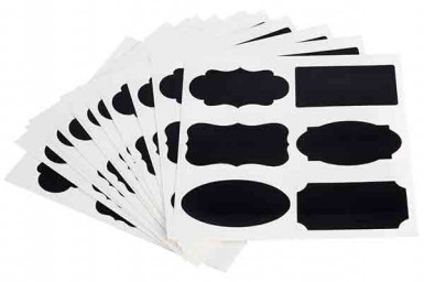Etikety popisné umývateľným perom 6 motivov po 12ks PVC, farba čierna samolepiace