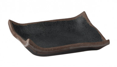 Podnos MARONE 14,5x14,5 cm, výška: 2 cm melamín farba čierna okraj farba hnedá