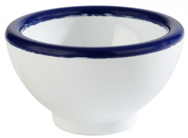 Miska ENAMEL LOCK Ø5,5cm, výška:4cm, 0,02lt melamín, farba biela, farba modrá okraj