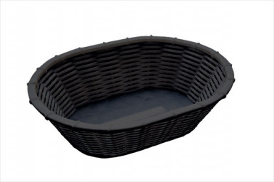 Košík WICKER LOOK pečivo/ovocie 23 x 17 cm, výška: 6,5 cm, ovál polypropylén, farba čierna