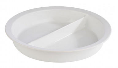 Vložka porcelán Chafging Dish guľatý delená Ø39cm, výška:6cm farba biela, vhodný na pečenie a mikrovlnú rúru