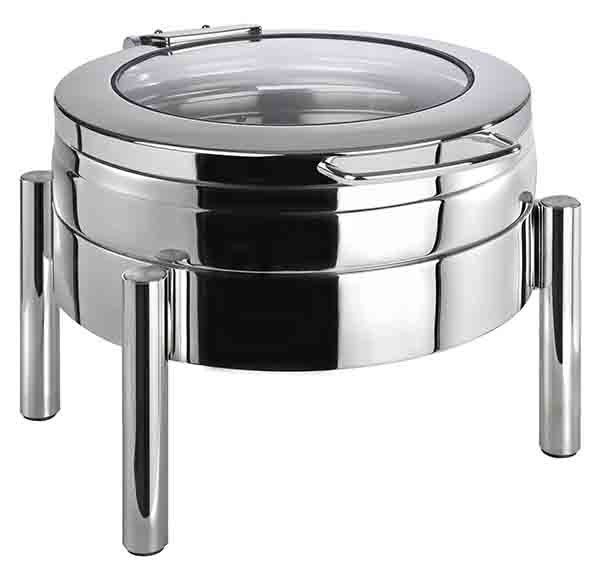 Chafing Dish PREMIUM okrúhly 44x54cm, výška:33cm, 6lt 18/8 nerez, presklenný vrchnák