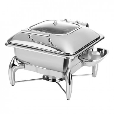 Chafing Dish GLOBE GN 2/3 44 x 41 cm, výška: 34 cm, 5,5 l nerez, hydraulický sklenený vrchnák