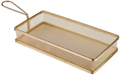 Košík SNACKHOLDER fritovací/servírovanie 26x13 cm, výška: 5 cm, rúčka: 9 cm nerez, look zlata