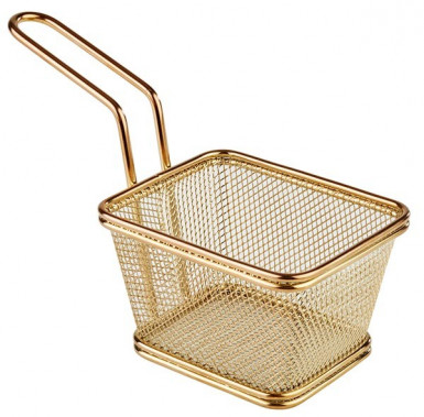 Košík SNACKHOLDER fritovací/servírovanie 10x8,5 cm, výška: 6,5 cm, rúčka: 9 cm nerez, look zlata