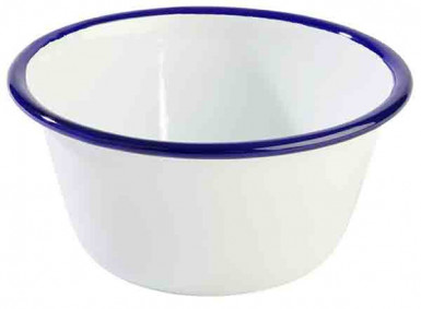 Miska ENAMELWARE Ø 13 cm, výška: 6 cm, 0,5 l smaltovaný oceľový plech bielo modrý