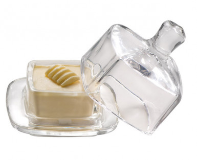Miska maslo+poklop set 9 x 9 cm, výška: 9 cm sklo