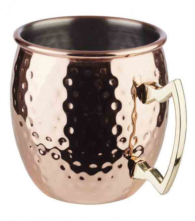 Hrnček MOSCOW MULE Ø9cm, výška:10cm, 0,5lt nerez, medený-look, kladivový povrch