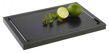 Doska bar 30 x 20 cm, výška: 2 cm polyetylén (HDPE), so žľabovým kanálom, s protišmykovými nohami, farba čierna