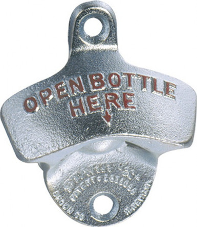 Otvárač na fľaše nástenný 7x8cm, výška:3cm pochrómovaný kov