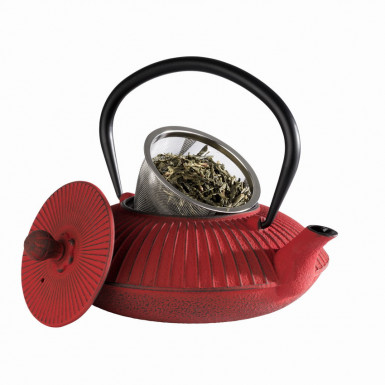 Konvica čaj ASIA so sitkom 19,5x18 cm, výška: 15 cm, 0,8 l červená vyrobené zliatiny, vo vnútri smaltovaná, udržiava čaj po dlhú dobu v teple, žiadna horkosť, farba červená