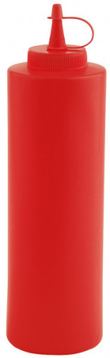 Fľaša-dávkovač-biberon Ø 6,5 cm, výška: 25 cm, 0,65 l polyetylén, farba červená