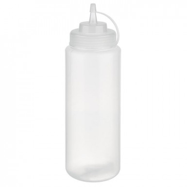 Fľaša na stláčanie Ø 8cm, výška:26,5cm, 1.025 ml, polyetylén priesvitná, hrdlo: Ø 5,5 cm