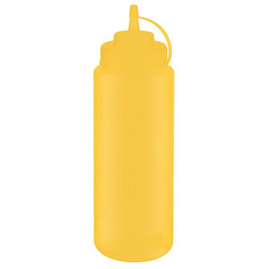Fľaša-dávkovač-biberon Ø 8 cm, výška: 26,5 cm, 1,025 l, polyethylén, žltá, hrdlo: Ø 5,5 cm
