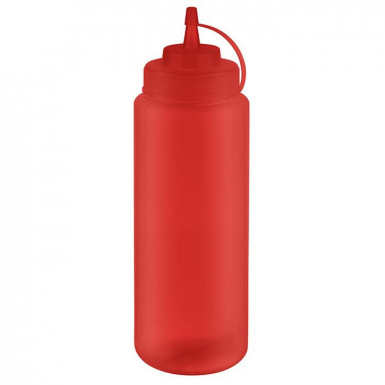 Fľaša-dávkovač-biberon Ø 8 cm, výška: 26,5 cm, 1,025 l, polyethylén, červená, hrdlo: Ø 5,5 cm