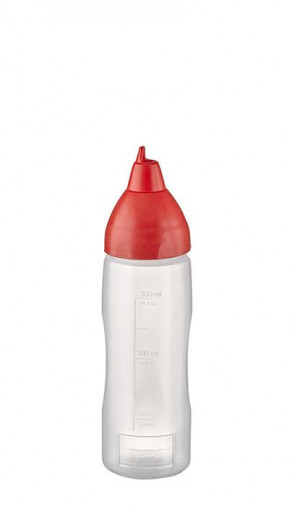Fľaša-dávkovač-biberon NON DRIP- Ø 5,5 cm, výška: 21 cm, 350 ml, polyetylén priesvitná, hrdlo: Ø 4,5 cm