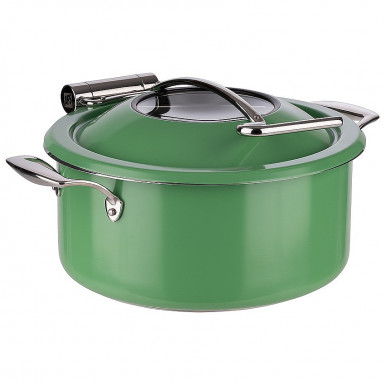 Chafing Dish, 4-dielny set Ø 30,5cm, výška:17,5cm, 4lt, nerez/sklo farba zelená