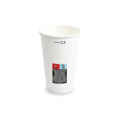 Papierový pohár (FSC Mix) s ciachou biely Ø80mm 0,3L [50 ks]