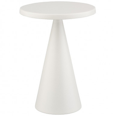 Lampa stolová CONE, Ø 18 cm, výška: 11,5 cm, nabíjacia stanica, USB nabíjací kábal, dialkové ovládanie s batériou, kov, farba biela