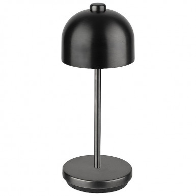 Lampa stolová JOSEF MINI, Ø 8 cm, výška: 20,5 cm, nabíjacia stanica, USB nabíjací kábal, dialkové ovládanie s batériou, kov, farba tmavý kov