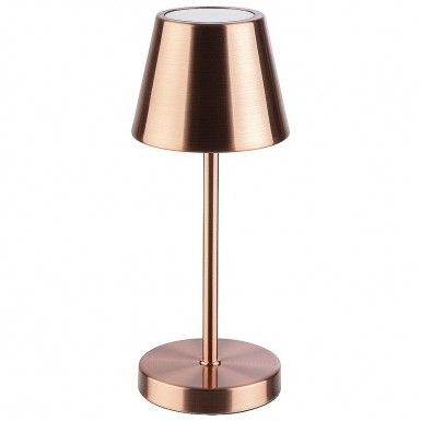 Lampa stolová MERLE MICRO, Ø 8 cm, výška: 20 cm, nabíjacia stanica, USB nabíjací kábal, dialkové ovládanie s batériou, kov, farba mede