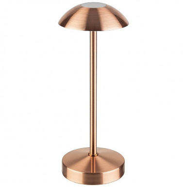 Lampa stolová ALVA, Ø 8 cm, výška: 20 cm, nabíjacia stanica, USB nabíjací kábal, dialkové ovládanie s batériou, kov, farba mede