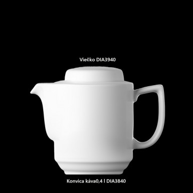Konvica DIANA 0,4 l káva biela + Viečko biele