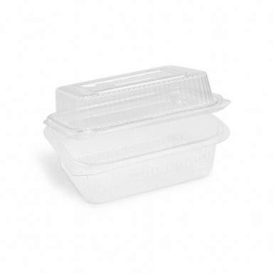 Miska (rPET) s viečkom hranatá priehľadná 750 + 400 ml [50 ks]