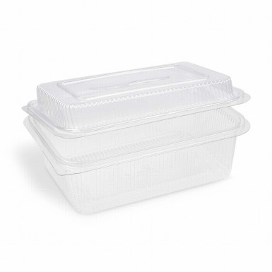 Miska (rPET) s viečkom hranatá priehľadná 1500 + 450 ml [50 ks]