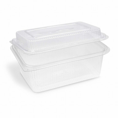 Miska (rPET) s viečkom hranatá priehľadná 2000 + 450 ml [50 ks]