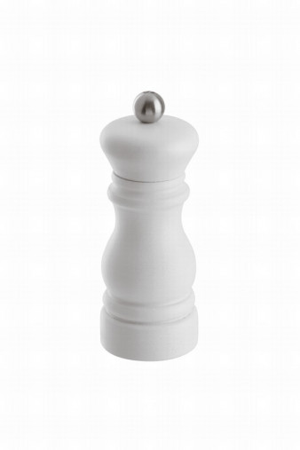 Mlynček na korenie 11,5 cm drevo biely matný