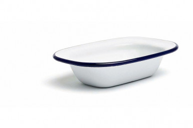 Miska Mini 14,5x20, výška:4cm, smaltované železo farba bielo modrá