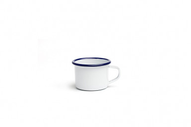 Hrnček 6 x 4,5 cm/0,1 lt, smaltované železo, farba bielo modrá