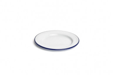 Tanier Mini plytký priemer 20 cm, výška: 1,5 cm smaltovaný oceľový plech bielo modrý