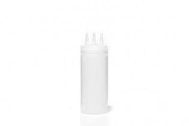 Fľaša-dávkovač-biberon, 3 dýzy, Ø 6,3 cm, výška:18 cm, 0,36lt polypropylén, transparentná