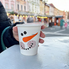 Papierový pohár Snehuliak Ø80mm 280ml `M: 0,2L/8oz` [50 ks]
