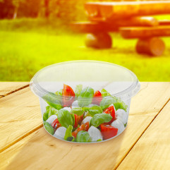 Miska (PP) okrúhla priehľadná 250ml + viečko [250 sád]