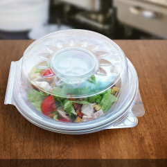 Šalátová miska (PP) s viečkom na dressing misku priehľadná 1600ml [25 ks]