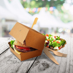 Burger box (PAP FSC Mix) nepremastiteľný kraft 135 x 135 x 100 mm [50 ks]