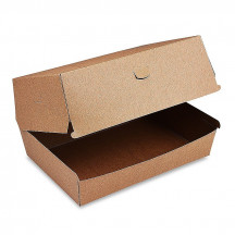 Box na hamburger PLUS, 19,5 x 13,5 x 10 cm, hnedý, nepremastiteľný [50 ks]