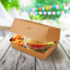 Burger box Plus (PAP FSC Mix) nepremastiteľný kraft 195 x 135 x 100 mm [50 ks]