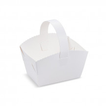 Svadobné košíčky (PAP) s uškom biely 10 x 8 x 6 cm [50 ks]