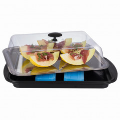 Podnos THERMO TABLETT SET set 5 dielny 43 x 29 cm, výška: 14 cm základňa PS, farba modrá