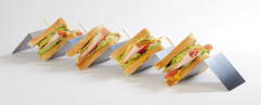 Stojan prezentačný sendviče 4 oddelenia 56x8cm, výška:5,5cm nerez, 4 oddelenia