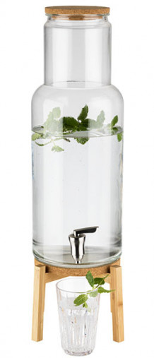 Zásobník NORDIC WOOD na nápoje 23x23cm, výška:60,5cm, 7,5lt nádoba sklo